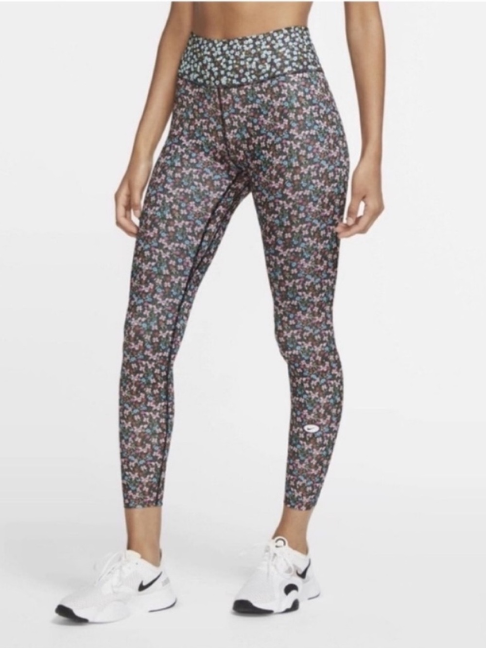 Nike One 7/8 Femme Floral Mixed Print Tights Multicolor size small